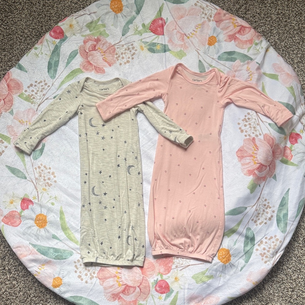 Carter's Just One You - Comfy Soft NightGown - Pink and Gray - Newborn